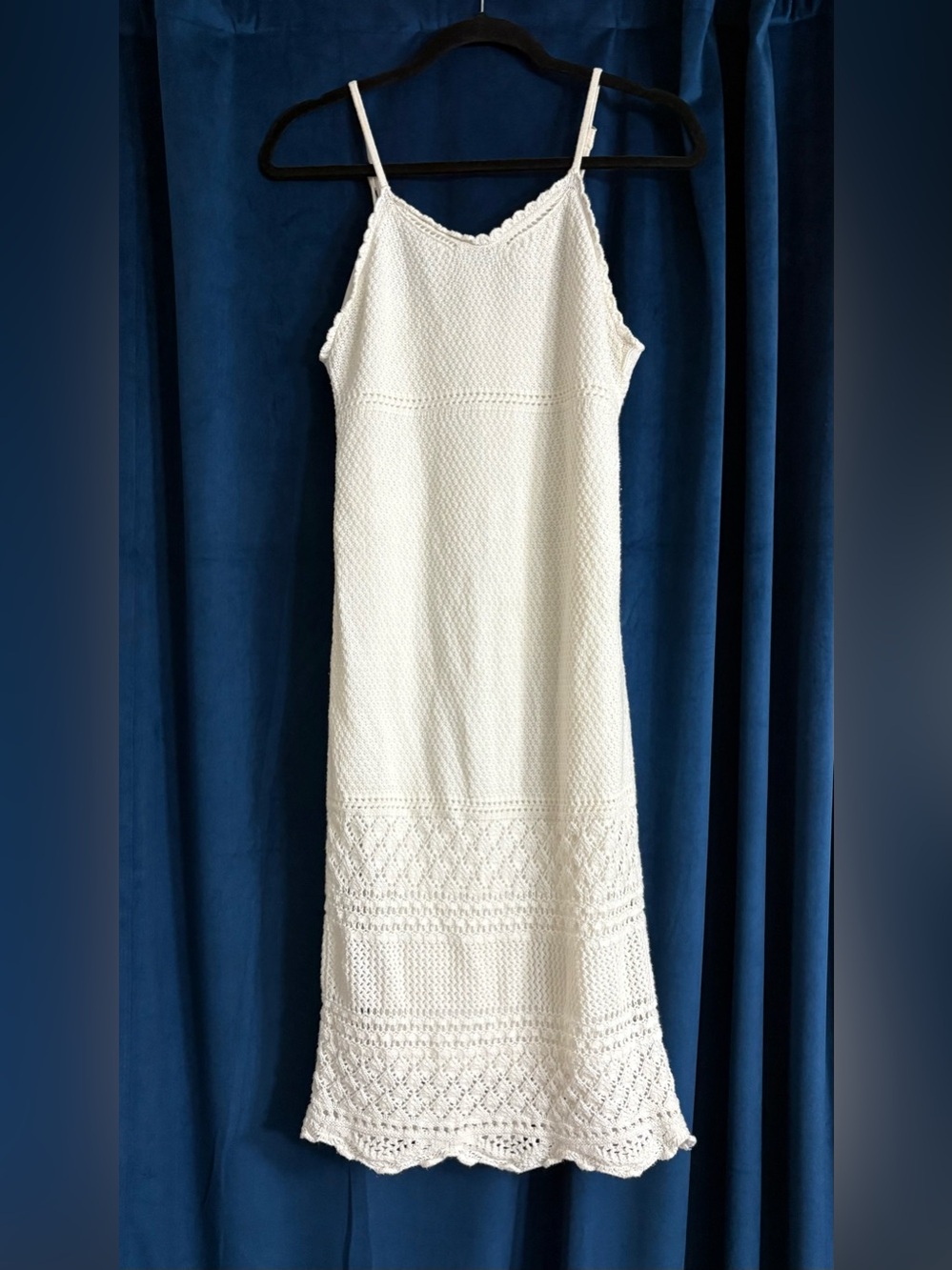 Freshman White Crochet Midi Slip Dress